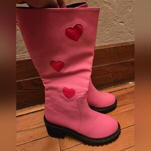 Pink Heart Platform Boots – Statement Chunky Y2K Dollcore (EU 38)